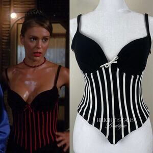 Extremely Rare Bustier ASO Phoebe Halliwell Charmed ALT Black White Corset